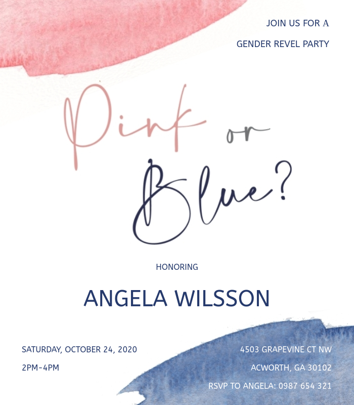 Pink or Blue Gender Revel Party Invitation